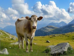photorealistic view cow grazing nature outdoors optimized 550